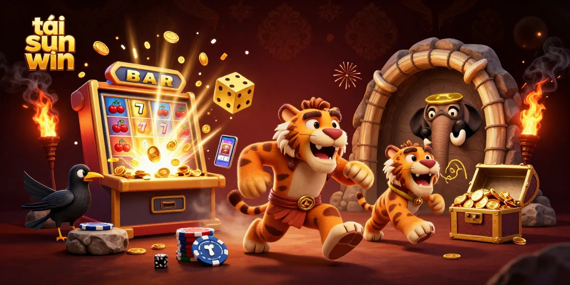 Win big with tải sun win at a prehistoric casino featuring vibrant 3D characters and visuals.
