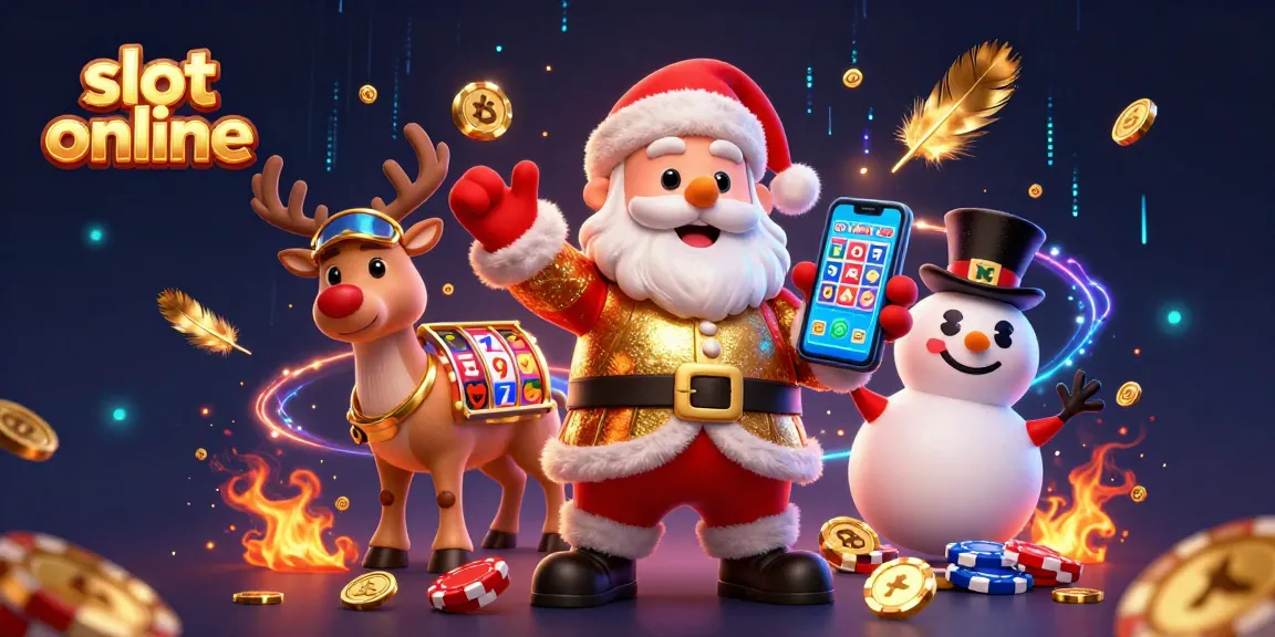 Spins slot online dengan Santa Claus dan teman-teman di kasino digital penuh warna.