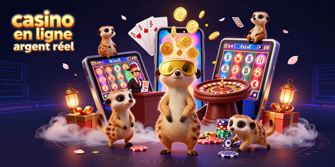 Visitez un casino en ligne argent réel avec des meerkats animés et des jeux de casino colorés.