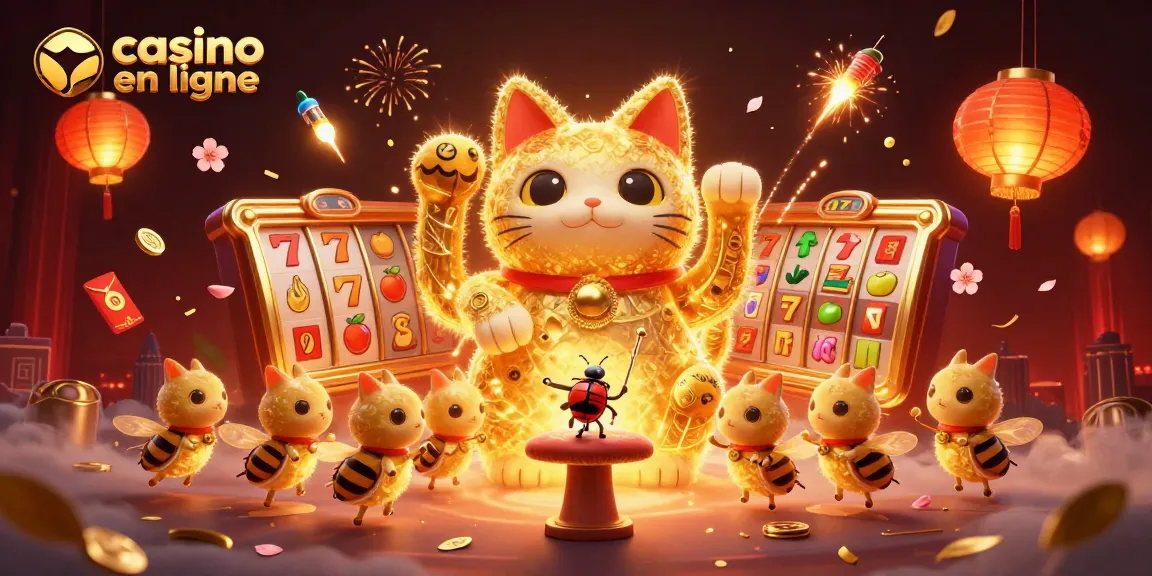 Découvrez un casino en ligne virtuel animé par des lucioles dorées et des symboles de jeu.