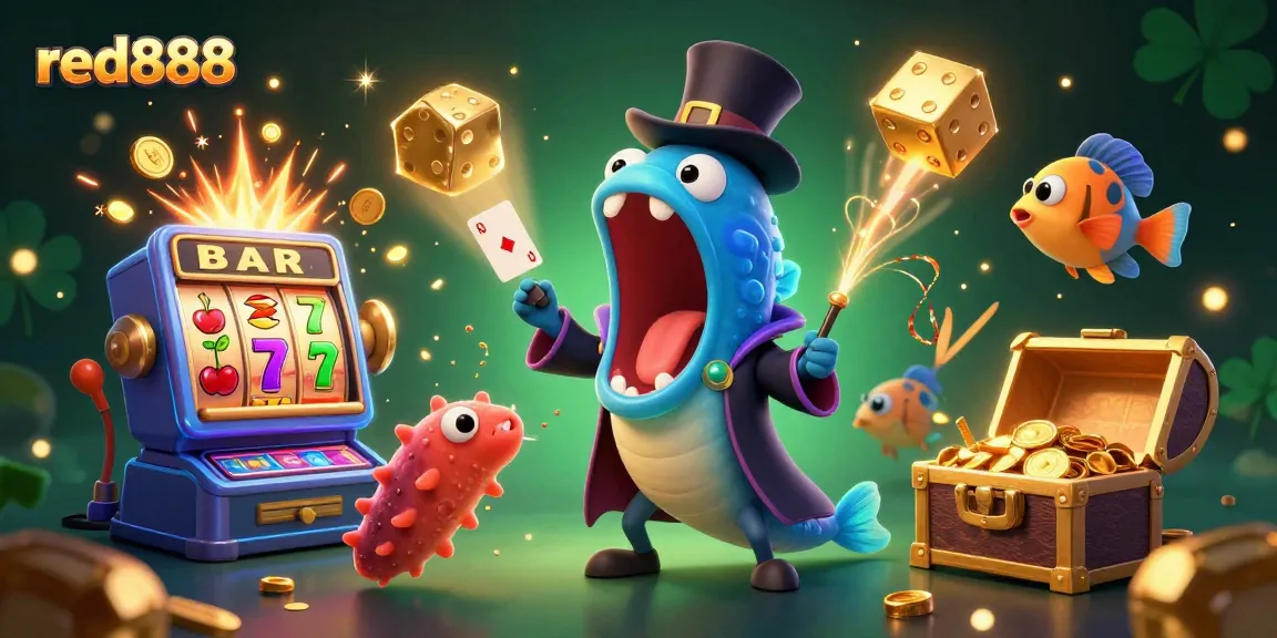 Experience the thrill of red888 casino with enchanted sea creatures performing magic tricks amidst a jackpot explosion.