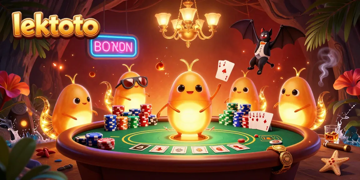 Experience lektoto's vibrant cave casino with glowworms, a bat dealer, and poker elements.