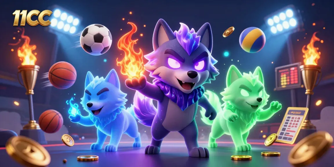 Engage with 11CC as a dynamic 3D casino scene features competitive sports elements and animated characters.
