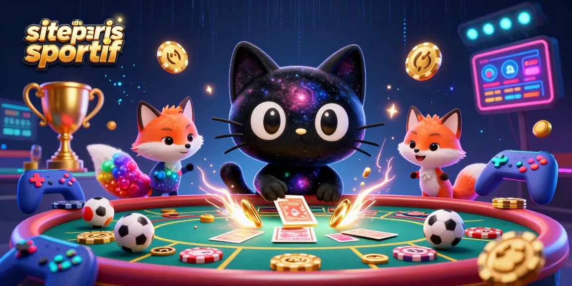 Découvrez le site de paris sportif avec un chat noir et un renard nébuleux attirant les mises gagnantes.