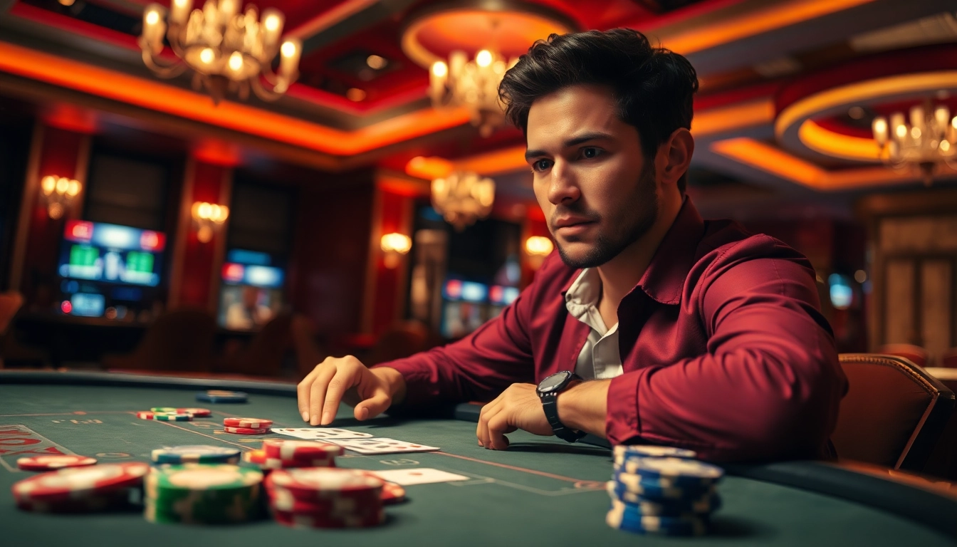barudak78 pemain poker berinteraksi di kasino dengan chip dan kartu berwarna cerah